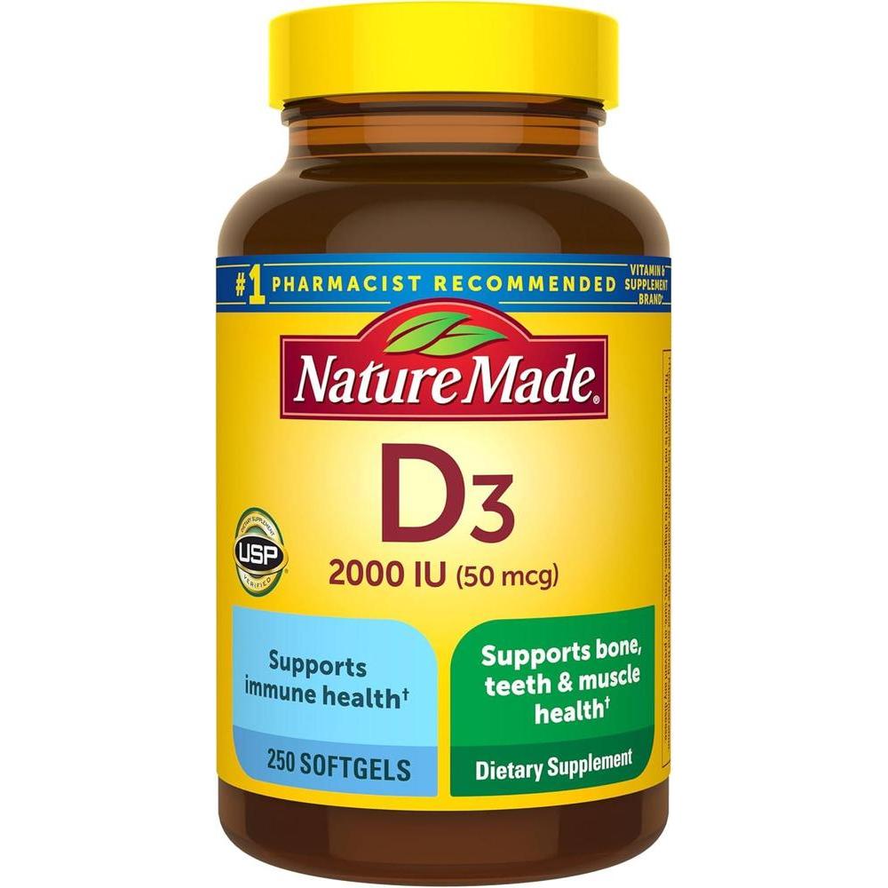 Nature Made Vitamina D3 2000 UI suplemento para salud ósea y muscular