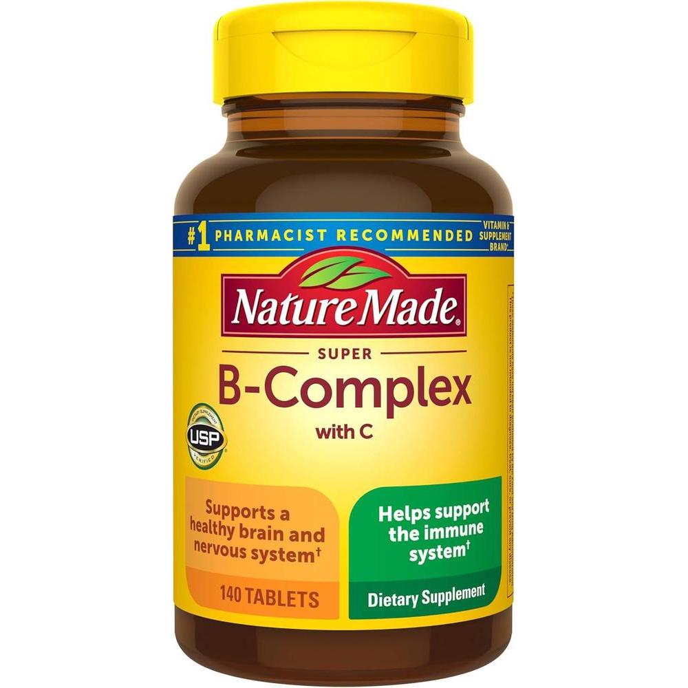 Nature Made Super B con Vitamina C y Ácido Fólico para Apoyo Inmunológico