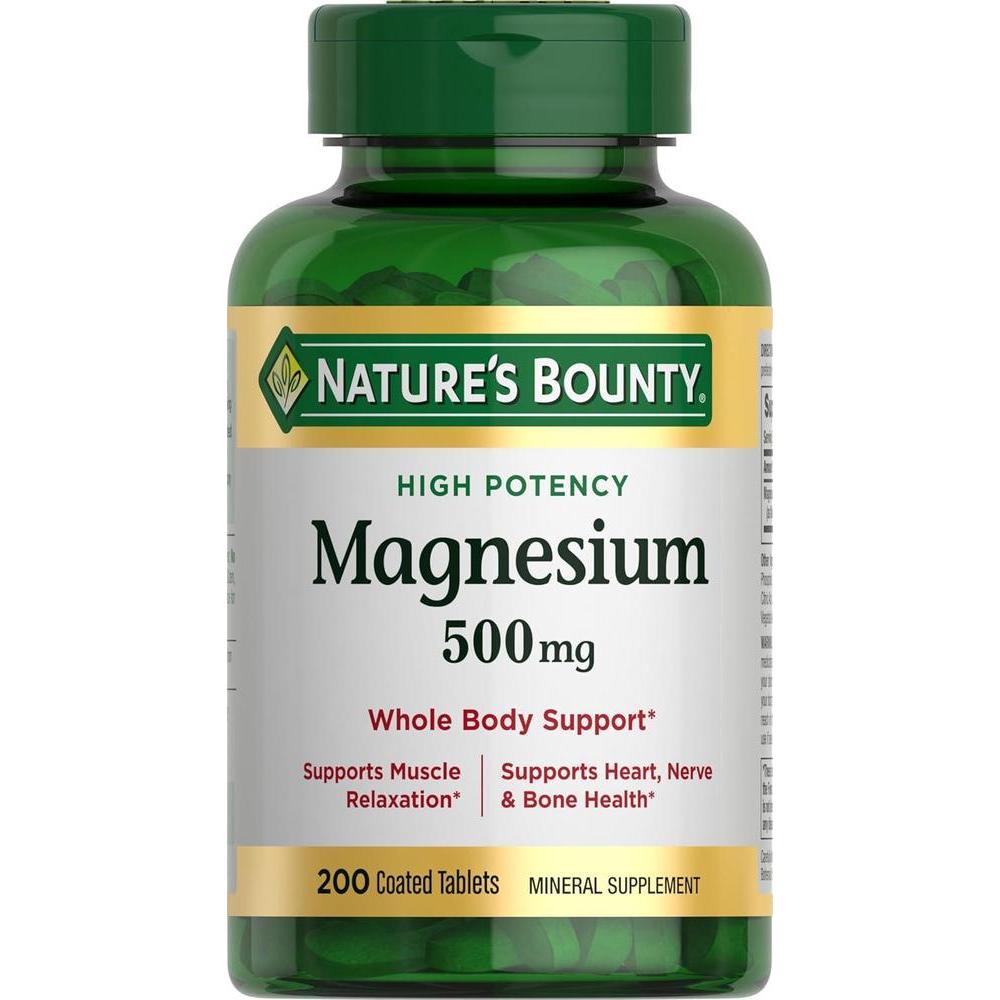 Suplemento de Magnesio 500 mg Nature's Bounty, 200 Comprimidos