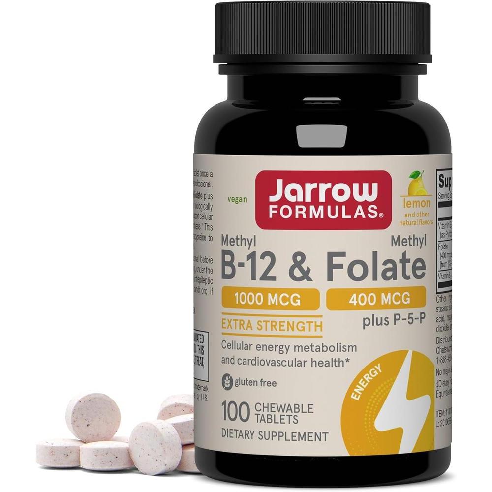 Jarrow Formulas vitaminas B9 y B12 bioactivas en tabletas