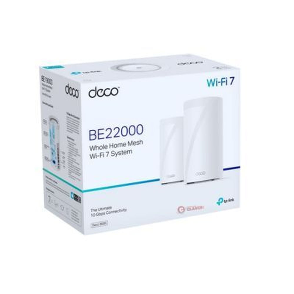 SISTEMA WIFI MESH TP-LINK DECO BE85-2 BE19000 PACK2 WIFI7 Blanco