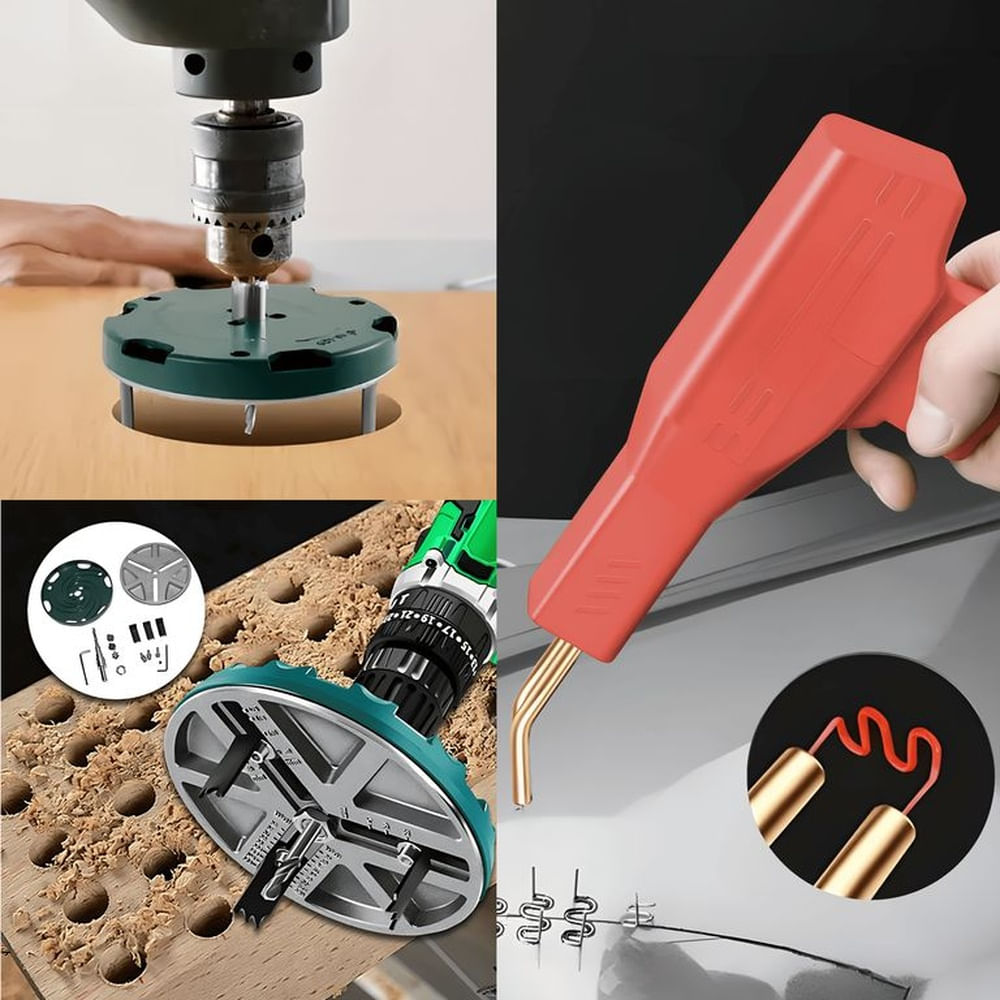 Pack Adaptador Sierra de Perforado + Soldador de Plástico Multiusos Rojo