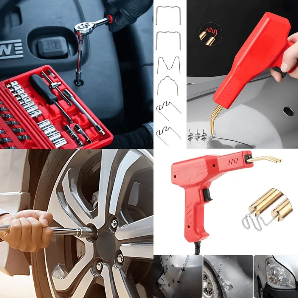 Set Dados 46 pz + Soldador de Plástico – Combo Completo Rojo
