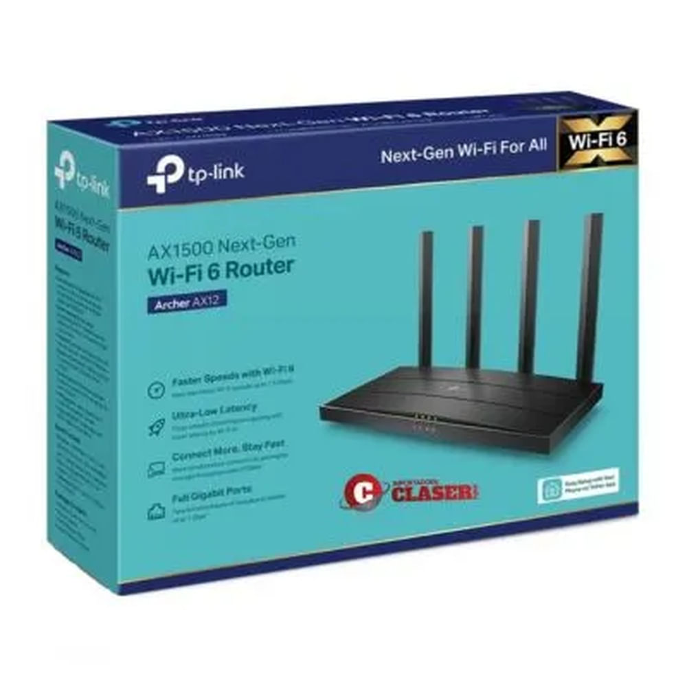 ROUTER TP-LINK AX12 AX1500 4PTS GIGABIT WIFI6 Negro