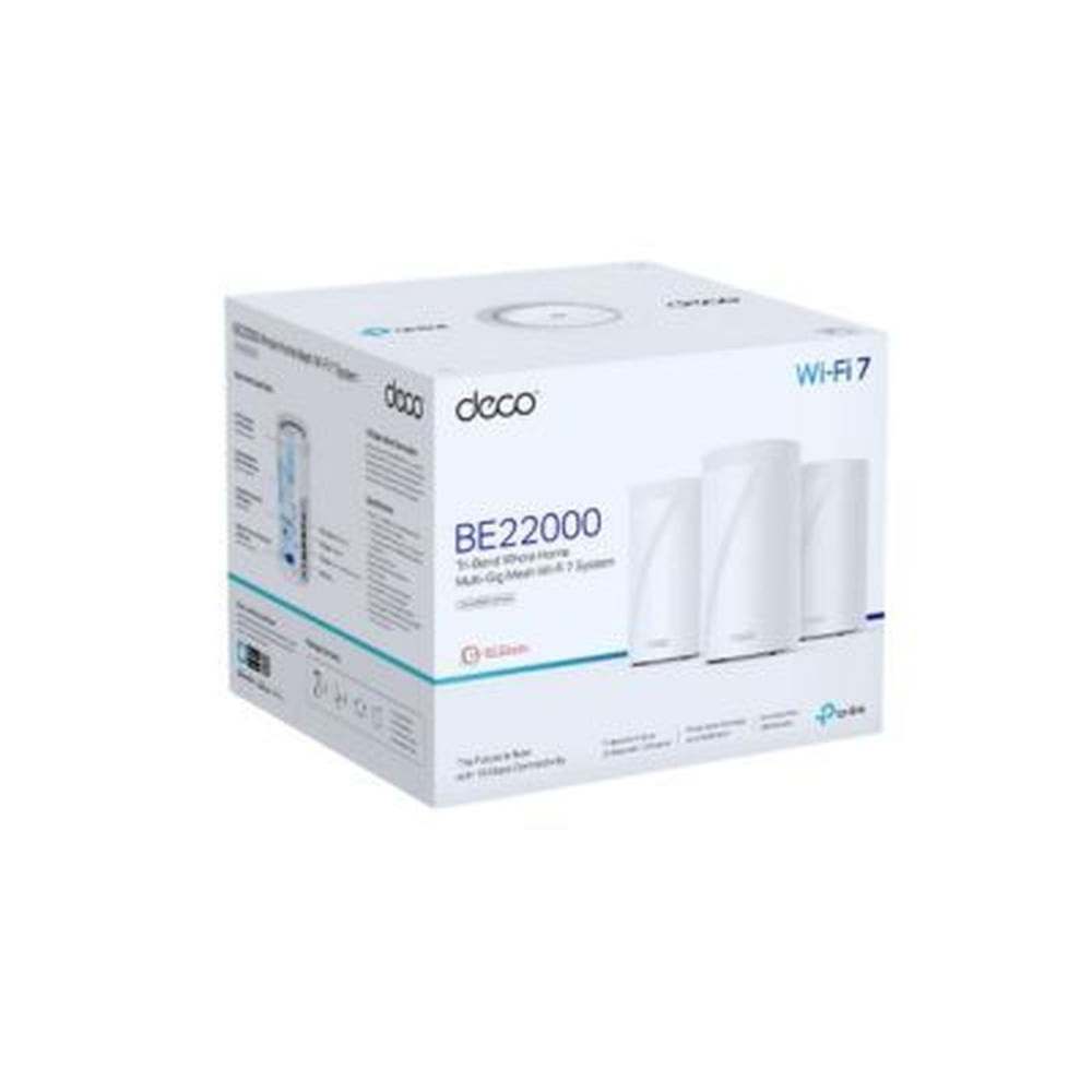 SISTEMA WIFI MESH TP-LINK DECO BE85-3 BE22000 PACK3 WIFI7 Blanco