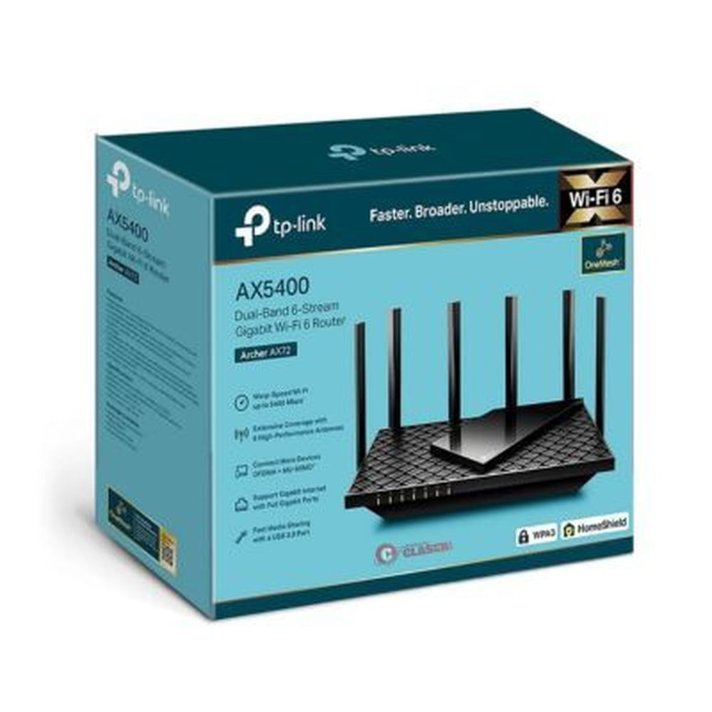 ROUTER TP-LINK AX72 AX5400 5PTS GIGABIT + USB 3.0 WIFI 6 Negro