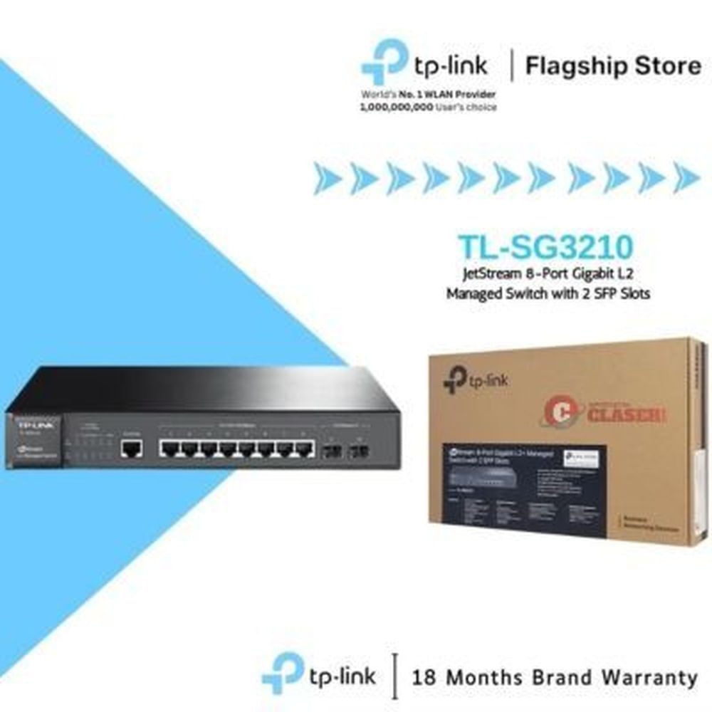 SWITCH TP-LINK TL-SG3210 8PTS GIGABIT ADMIN + 2SFP Negro