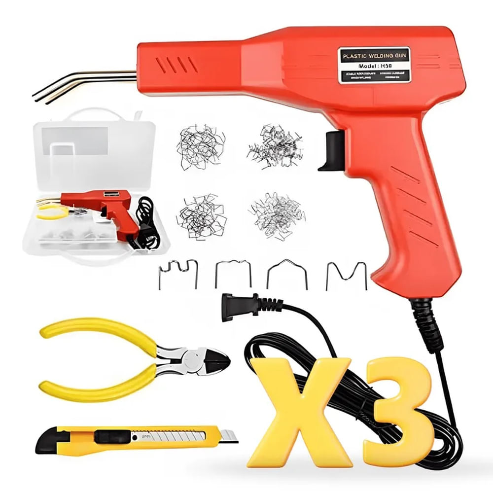 Pack x3 Soldador de Plástico Triple Poder para Reparaciones Rojo