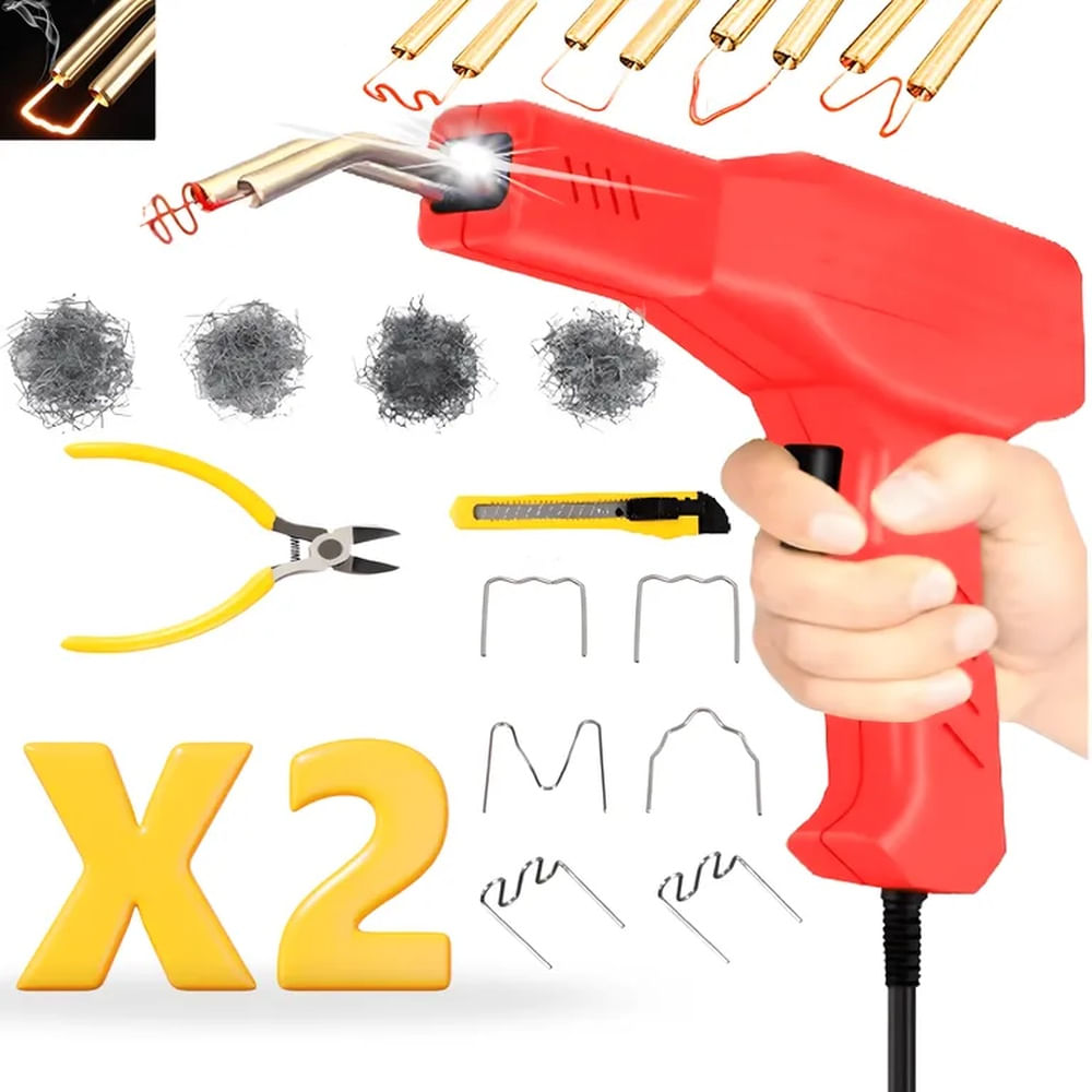 Pack x2 Soldador de Plástico Doble Potencia en Reparación Rojo