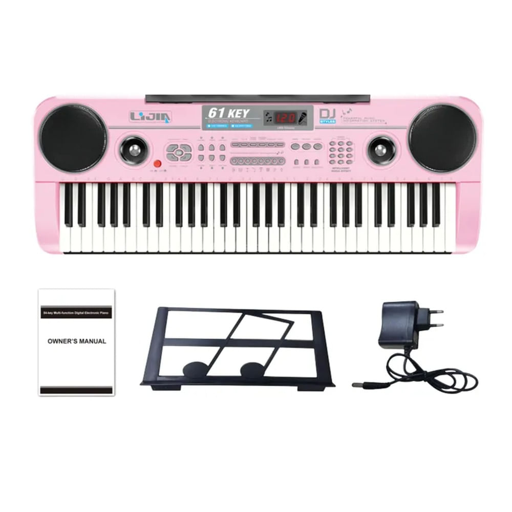 Piano Musical De 61 Keys Con Variedad De Sonidos - Rosado