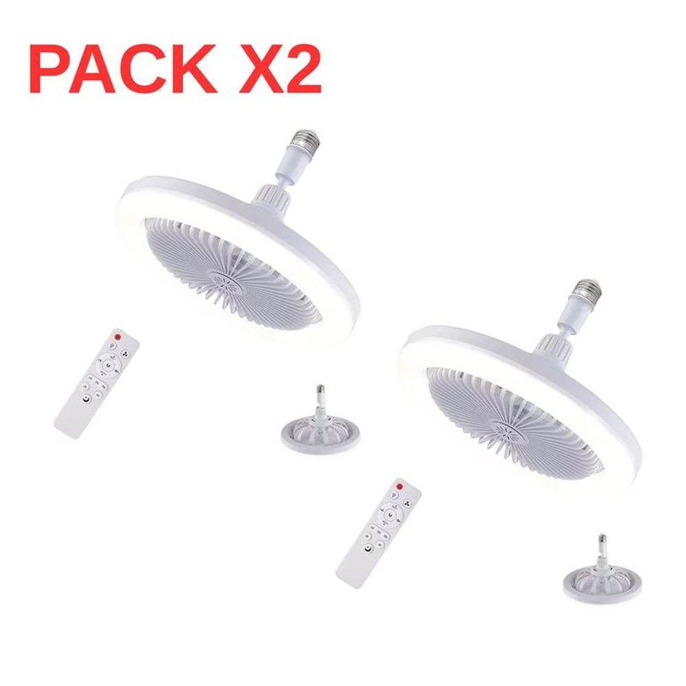 PACK X 2 FOCO2 EN 1 VENTILADOR DE TECHO AHORRADOR CON CONTROL