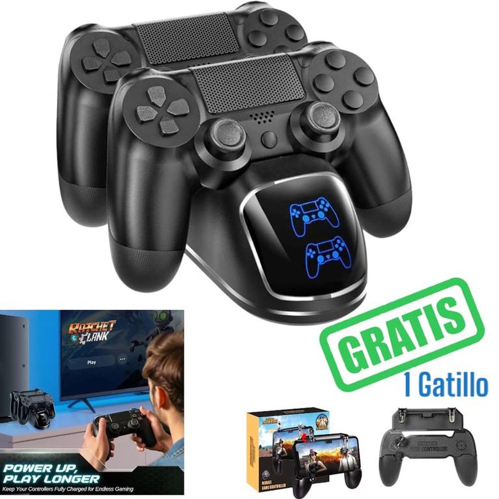 Dock Cargador 2 Mandos PS4 Slim Pro Y Gatillo W11 Gratis