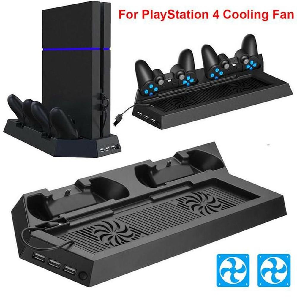 Base Vertical para PS4 con 2Cooler y Base para Carga de Mandos y 3USB Base Vertical para PS4 con 2Cooler y Base para Carga de Mandos y 3USB
