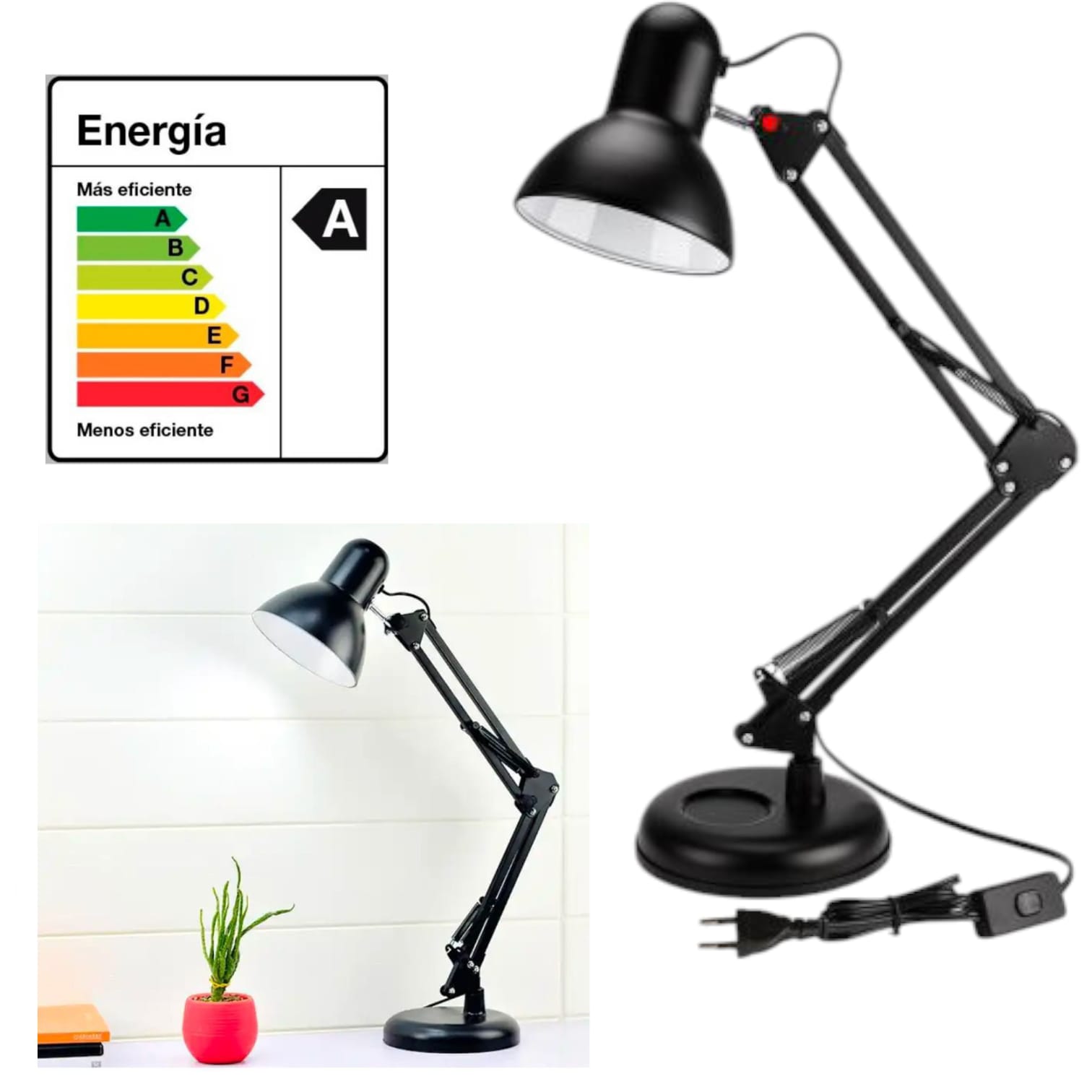 Lampara de Oficina Articulado LED de Escritorio Mesa Brazo Ajustable