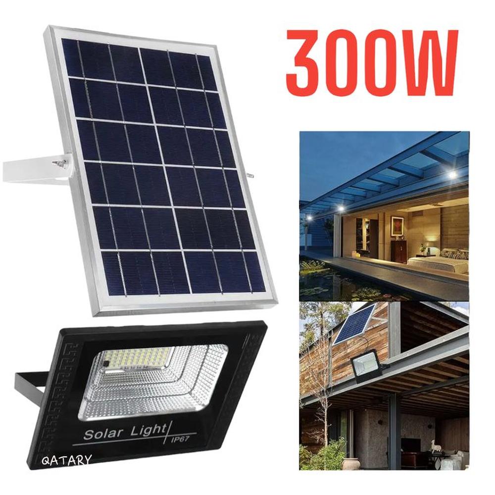 REFLECTOR LED 300W Y PANEL SOLAR LUZ BLANCA Y CONTROL REMOTO
