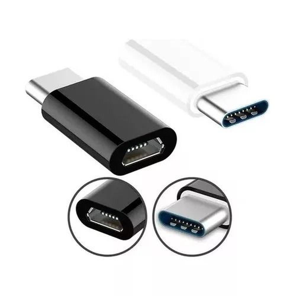 2Adaptadores Conector Micro OTG USB V8 Hembra a Tipo C Macho Universal
