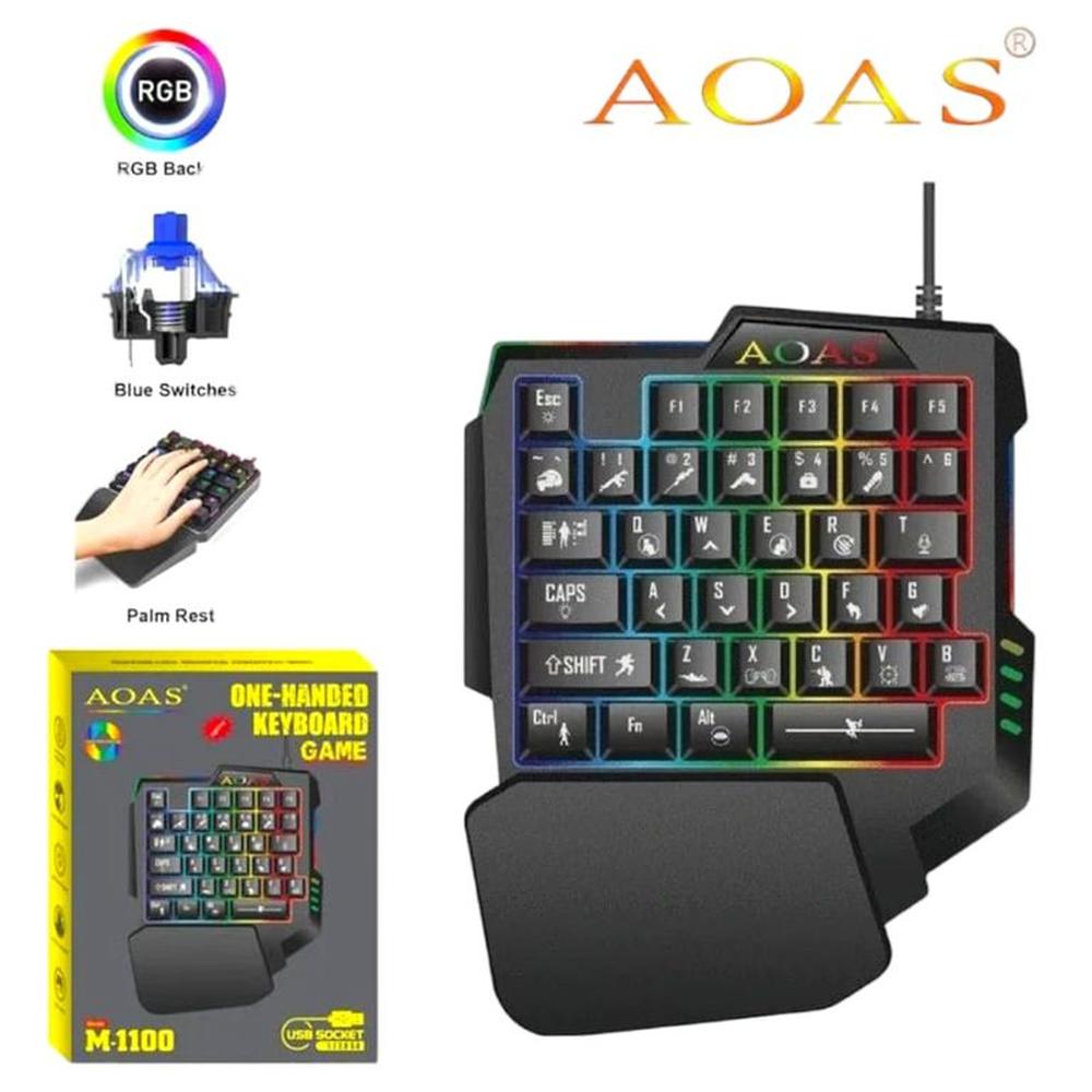 AOAS M-1100 Teclado Gamer Numérico RGB con Soporte Ergonómico AOAS M-1100 Teclado Gamer Numérico RGB con Soporte Ergonómico