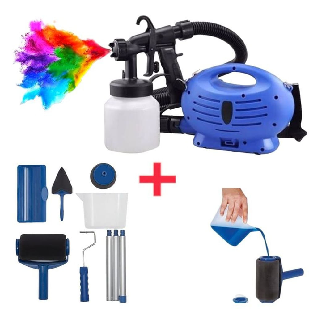 Duo para Pintar Rodillo y Pistola Compresor Recipiente