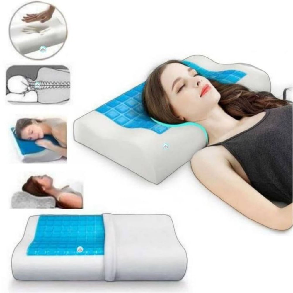 Almohada Viscoelástica Memoria Ortopédica con Gel Azul