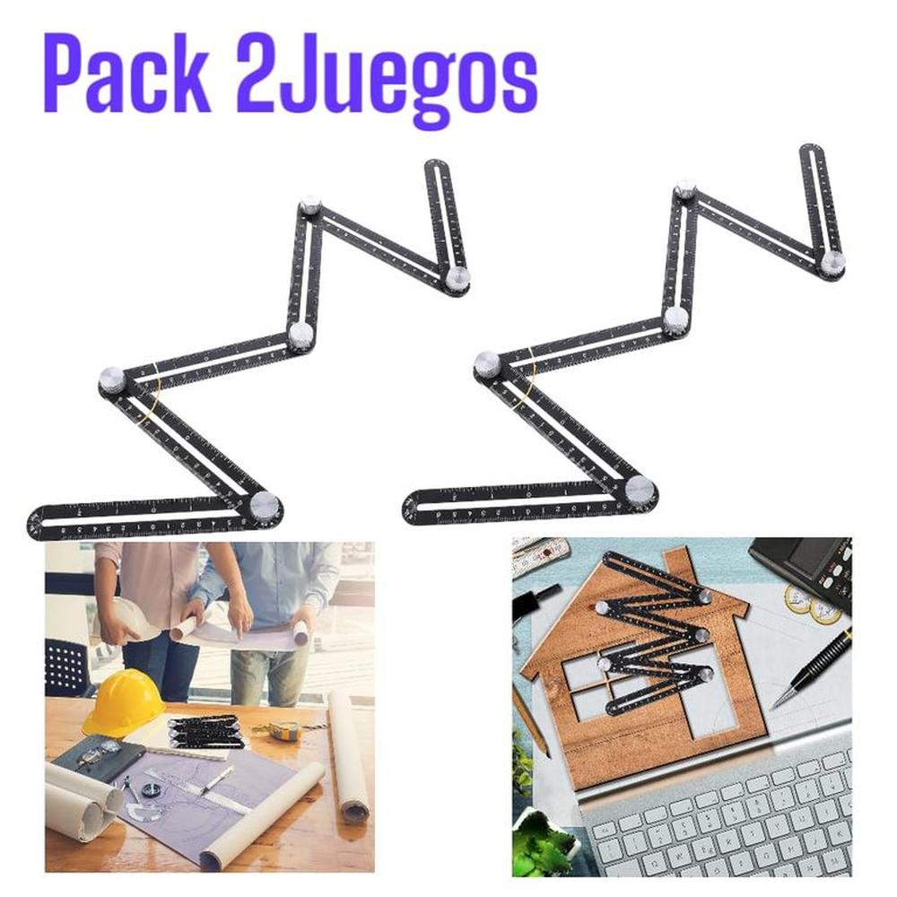 2JUEGOS Regla de Medición de Múltiples Ángulos Mayólicas Multicolor