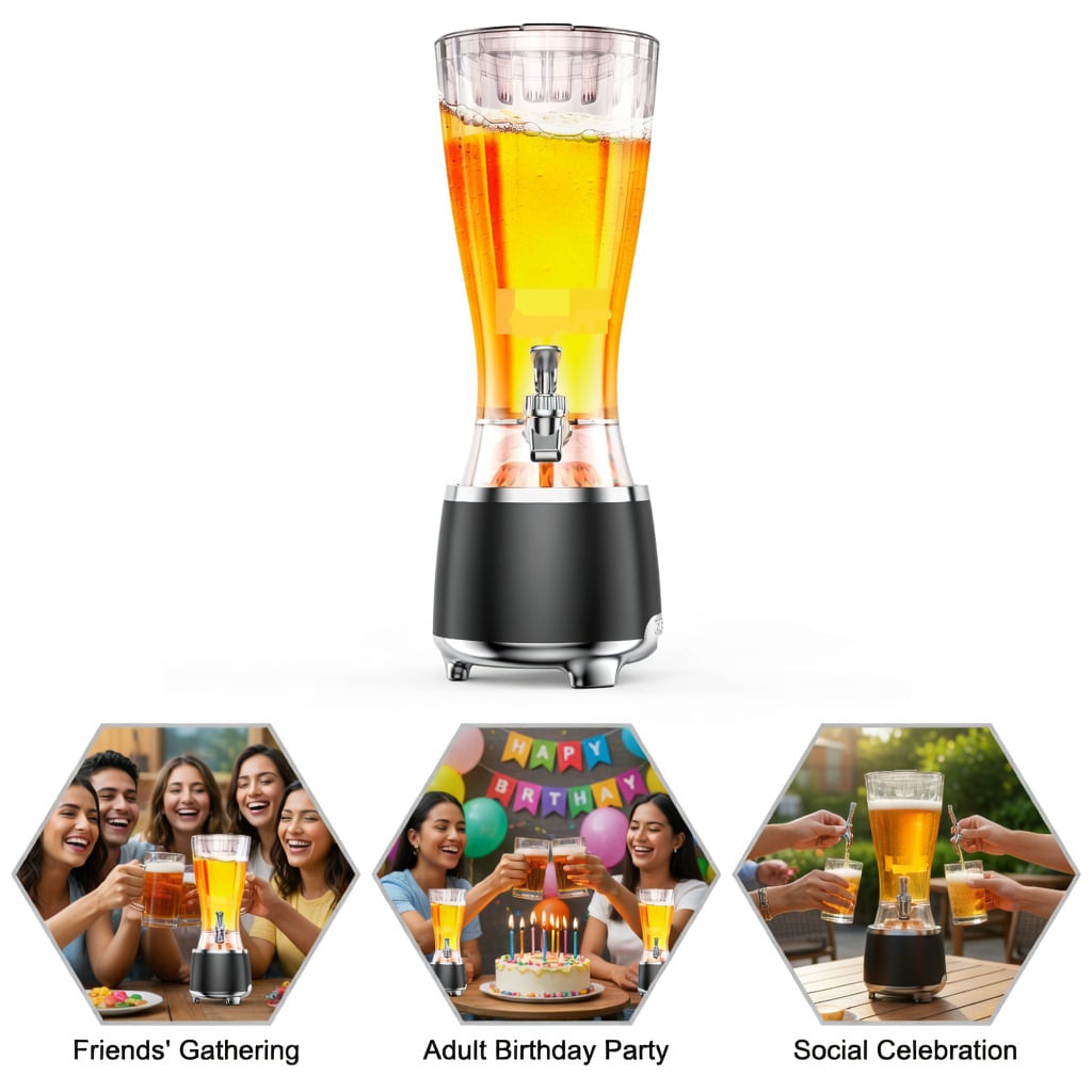 Girafa de Cerveza 2 en 1 Dispensador 2500mL Y Parlante Bluetooth - Base con Luces