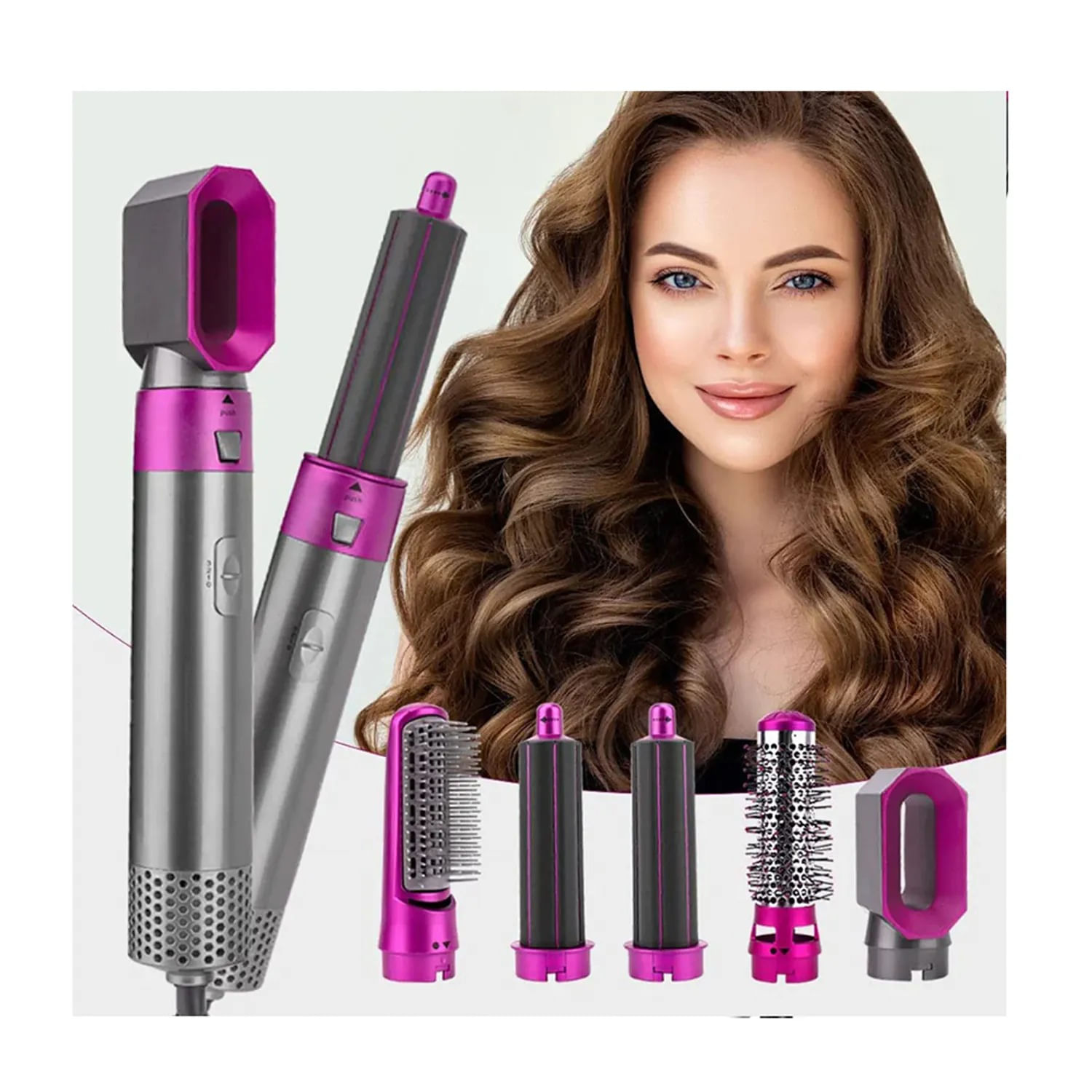 Kit de Peinado 5 en 1 Secador y Rizador Automatico para un Acabado de Salon