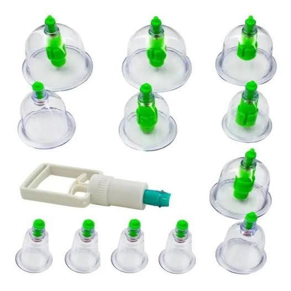 Copas Ventosas Set de 12 Piezas Terapia China Y Bomba Manual