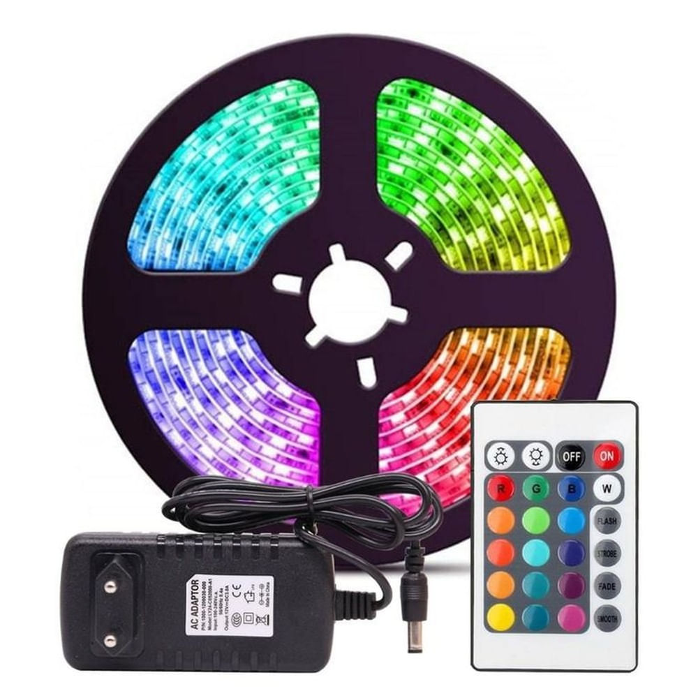 Tira LED RGB 35 28 De 4 Metros 3M y Control Autoadhesivo Tira LED RGB 35 28 De 4 Metros 3M y Control Autoadhesivo