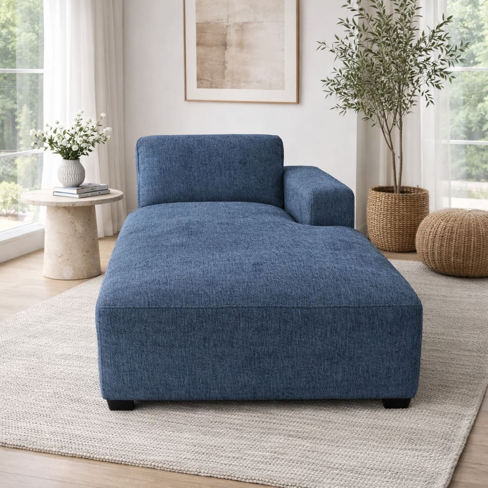 Sofá Chaise Serenité Azul Acero Antifluido y Obsequio Sofá Chaise Serenité Azul Acero Antifluido y Obsequio