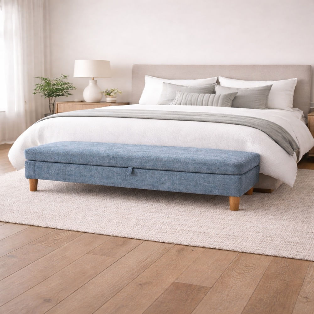 Banqueta Baúl Duvall Azul Denim Antifluido y Obsequio Banqueta Baúl Duvall Azul Denim Antifluido y Obsequio