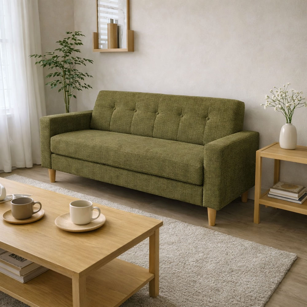 Sofá Tres Cuerpos Astoria Verde Olivo Antifluido y Obsequio Sofá Tres Cuerpos Astoria Verde Olivo Antifluido y Obsequio