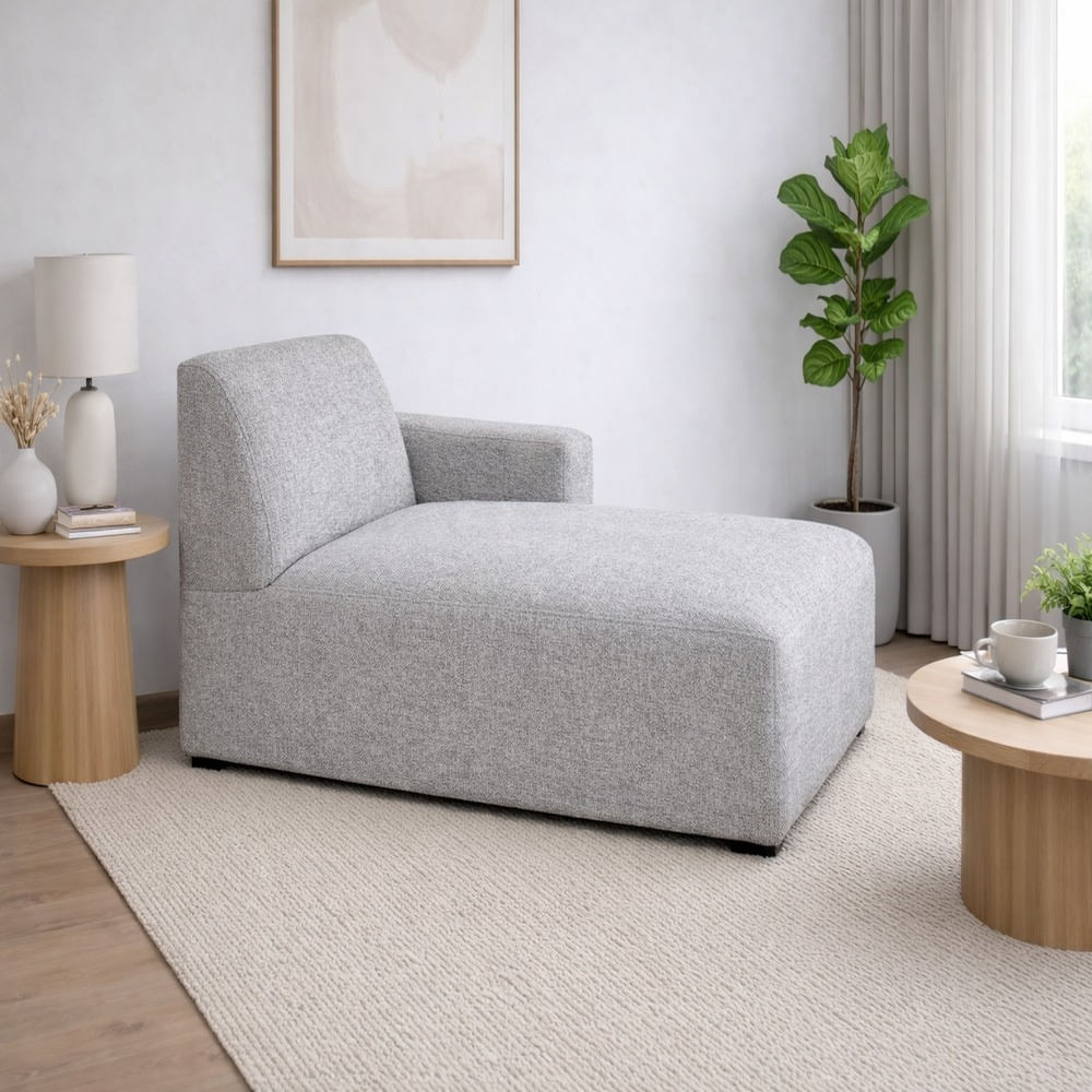 Sofá Chaise Serenité Gris Plata Antifluido y Obsequio Sofá Chaise Serenité Gris Plata Antifluido y Obsequio