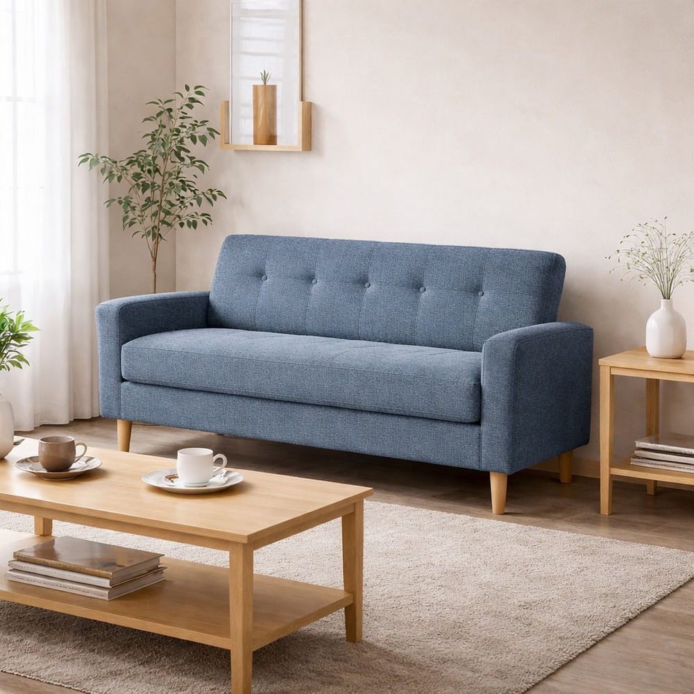 Sofá Tres Cuerpos Astoria Azul Denim Antifluido y Obsequio Sofá Tres Cuerpos Astoria Azul Denim Antifluido y Obsequio