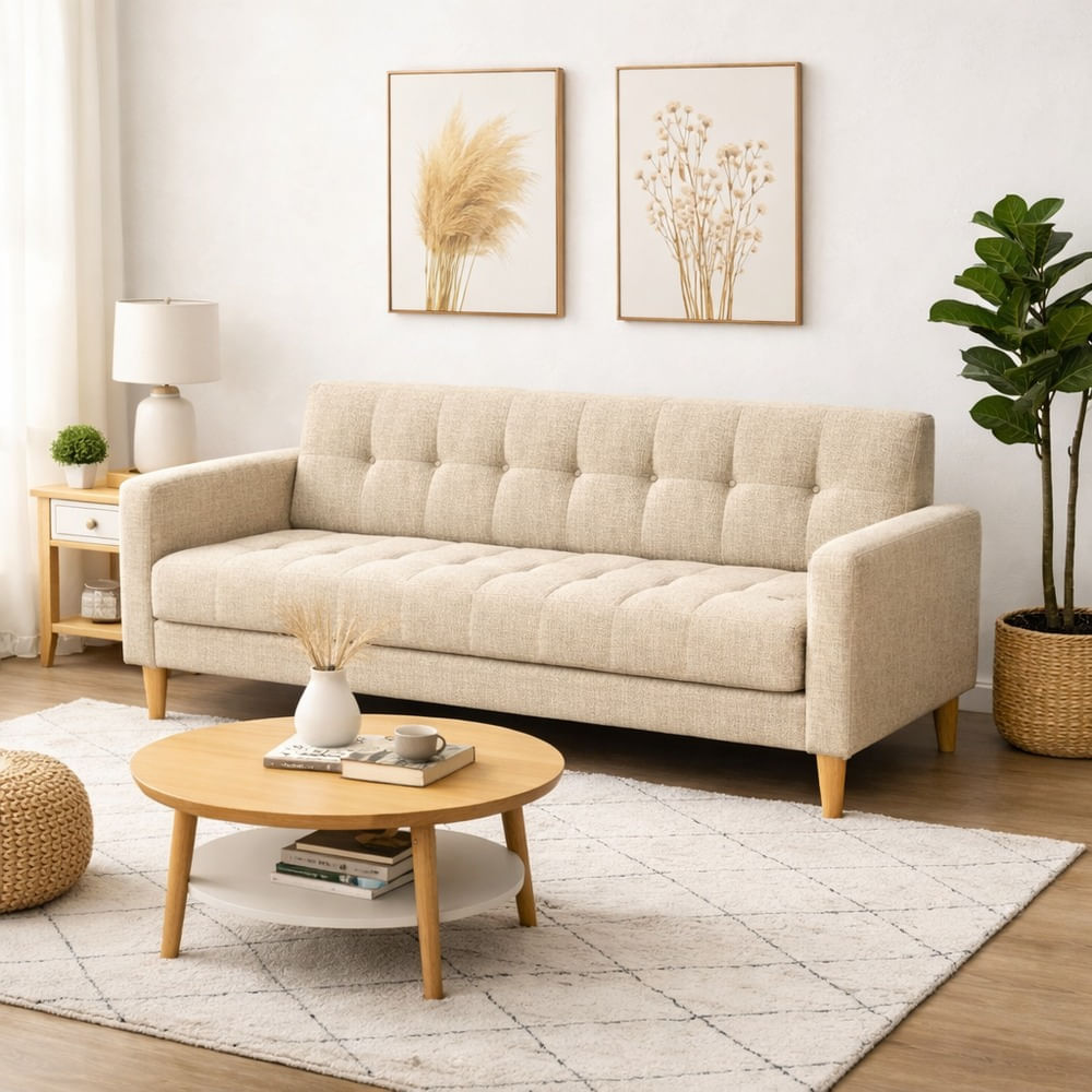 Sofá Dos Cuerpos Verona Beige Antifluido y Obsequio