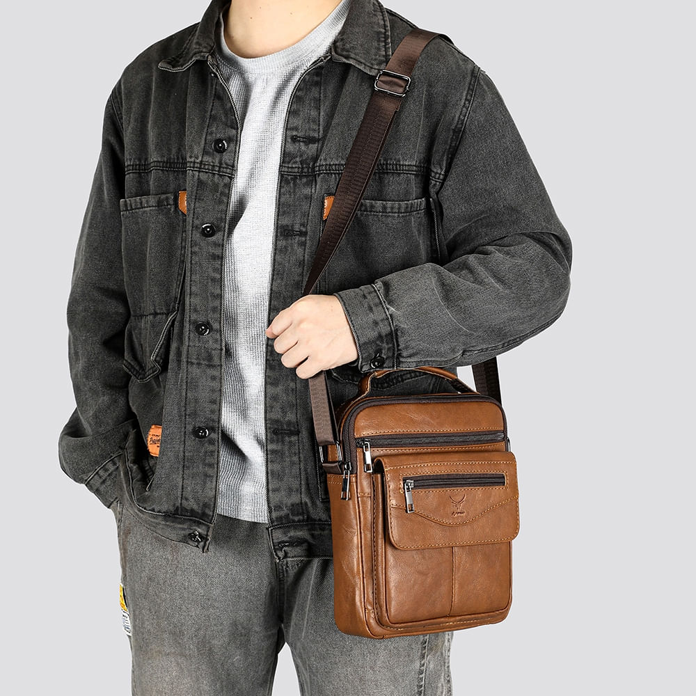 Morral De Cuero Vacuno Armuz 6226 Diseño Moderno Marrón