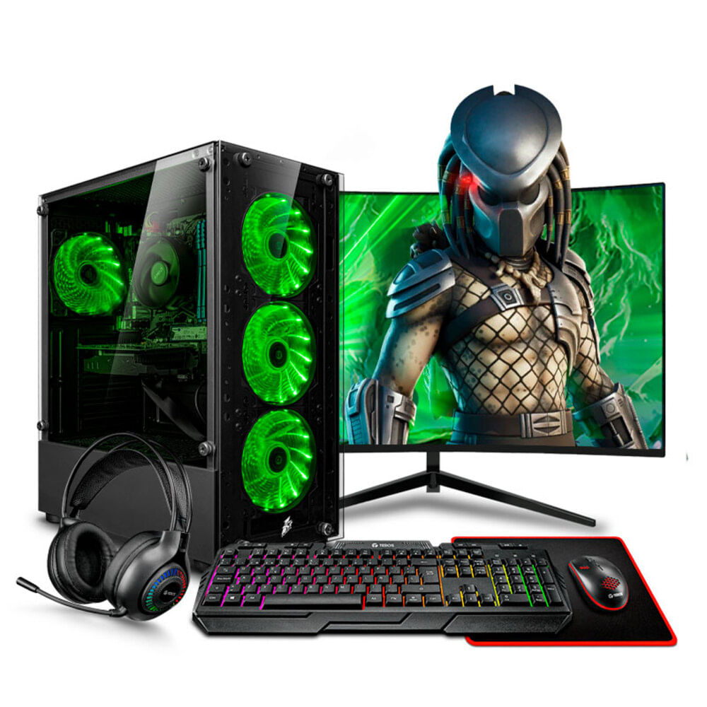 COMPUTADORA GAMER HAKU GREEN RYZEN 7 4750G 8GB 500GB 24 CURVO MI PC LISTA MIPCLISTA