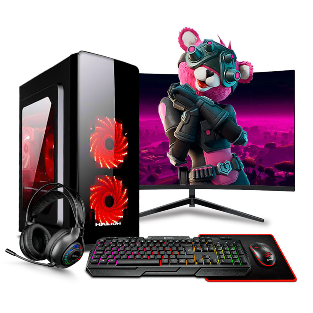 COMPUTADORA GAMER HAKU RED RYZEN 7 4750G 16GB 500GB 24 CURVO MI PC LISTA MIPCLISTA
