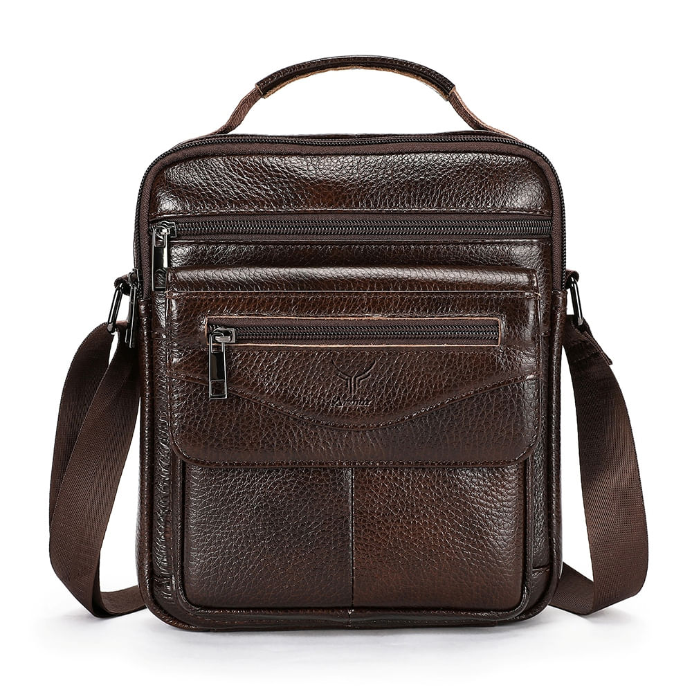 Morral De Cuero Vacuno Armuz 6226. Diseño Moderno. Café