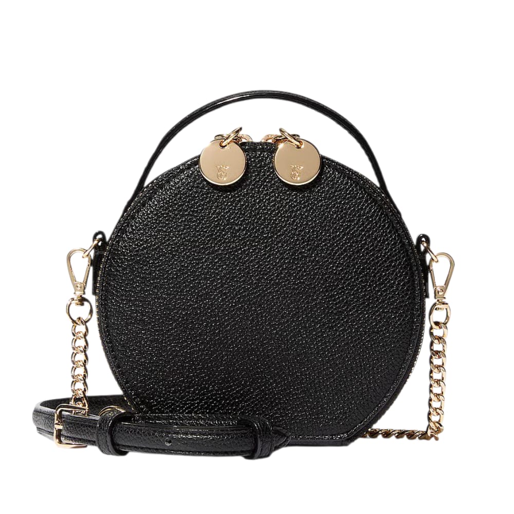 CARTERA MINI CROSSBODY NEGRA CON CADENA DORADA VICTORIAS SECRET