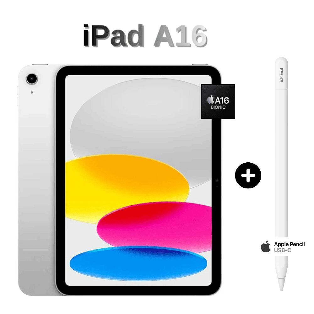 Combo iPad Apple 11'' Chip A16 Wi-Fi 128GB - Silver con Apple Pencil