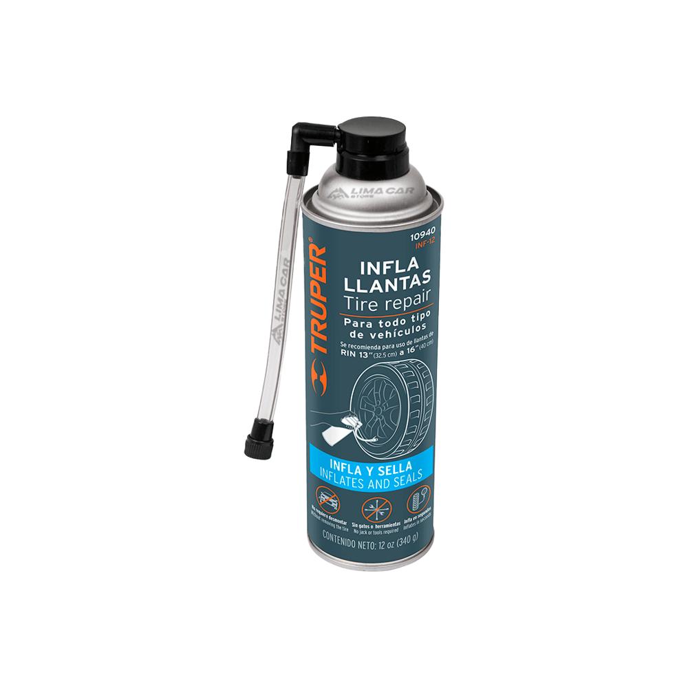 Sellador Inflador de llantas Repara fugas 340g Truper 10940
