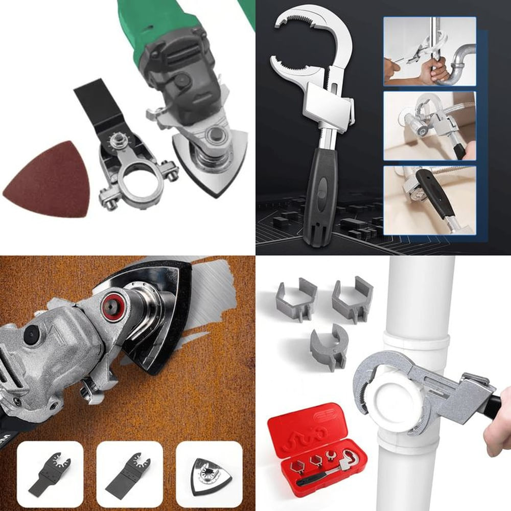 Adaptador Multifuncional + Llave de Gasfitería Premium Plateado