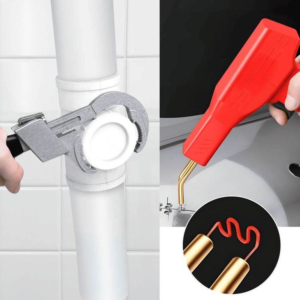 Llave de Gasfitería + Soldador de Plástico Multifunción Rojo