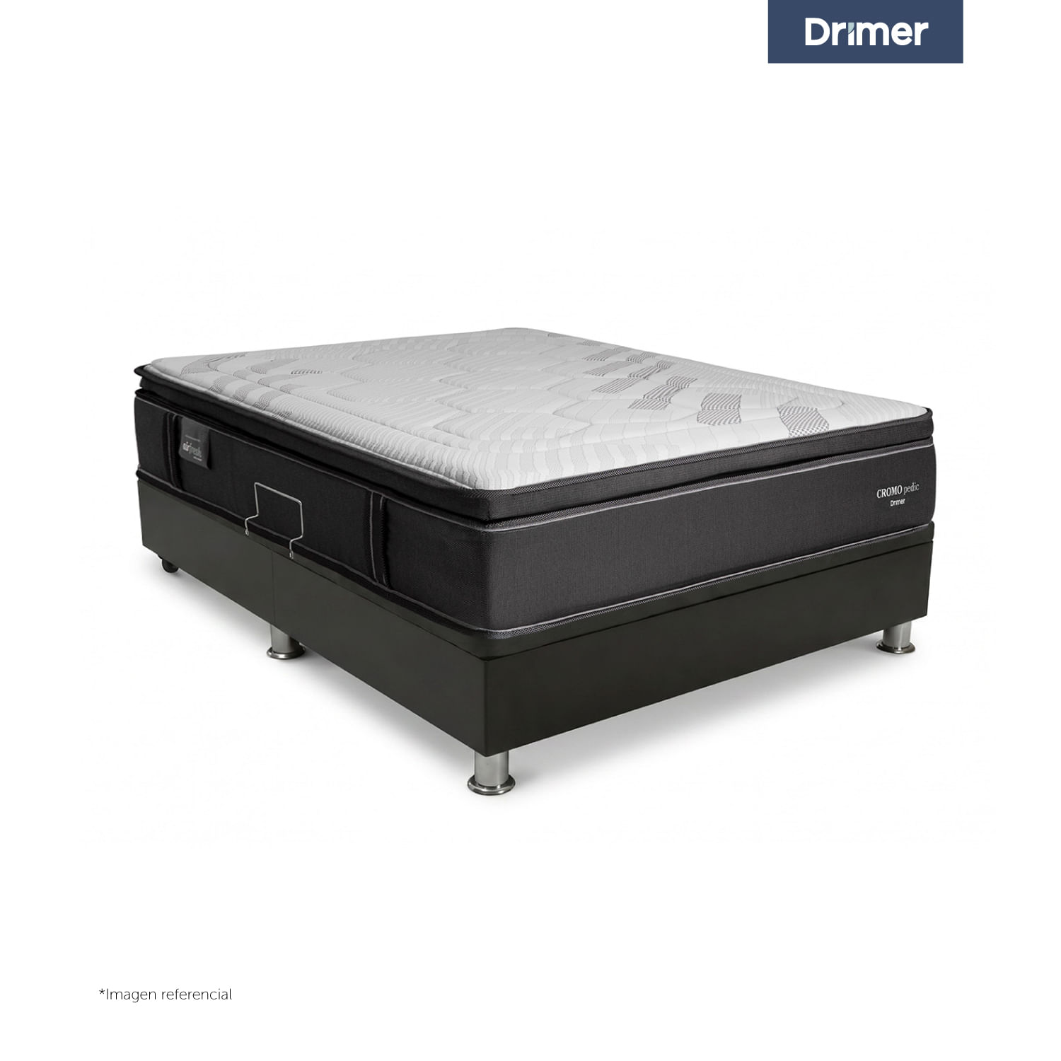Divan Laqueada Cromopedic 2 Plazas + Almohada + Protector