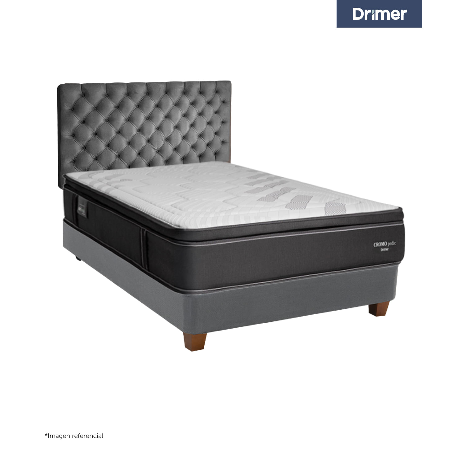 Dormitorio Americano Gris Plata Cromopedic 1.5 Plazas