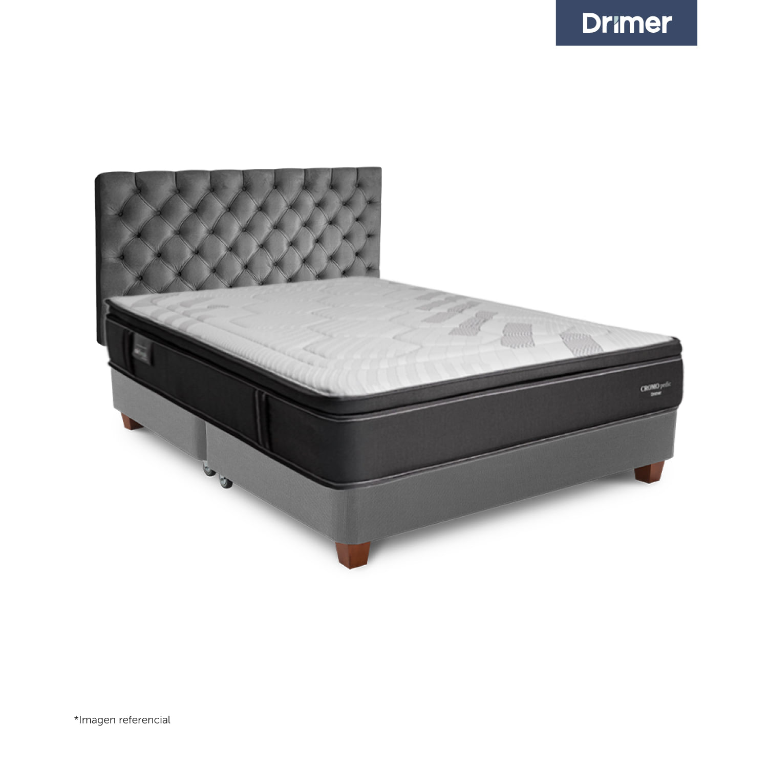 Dormitorio Americano Gris Plata Cromopedic King