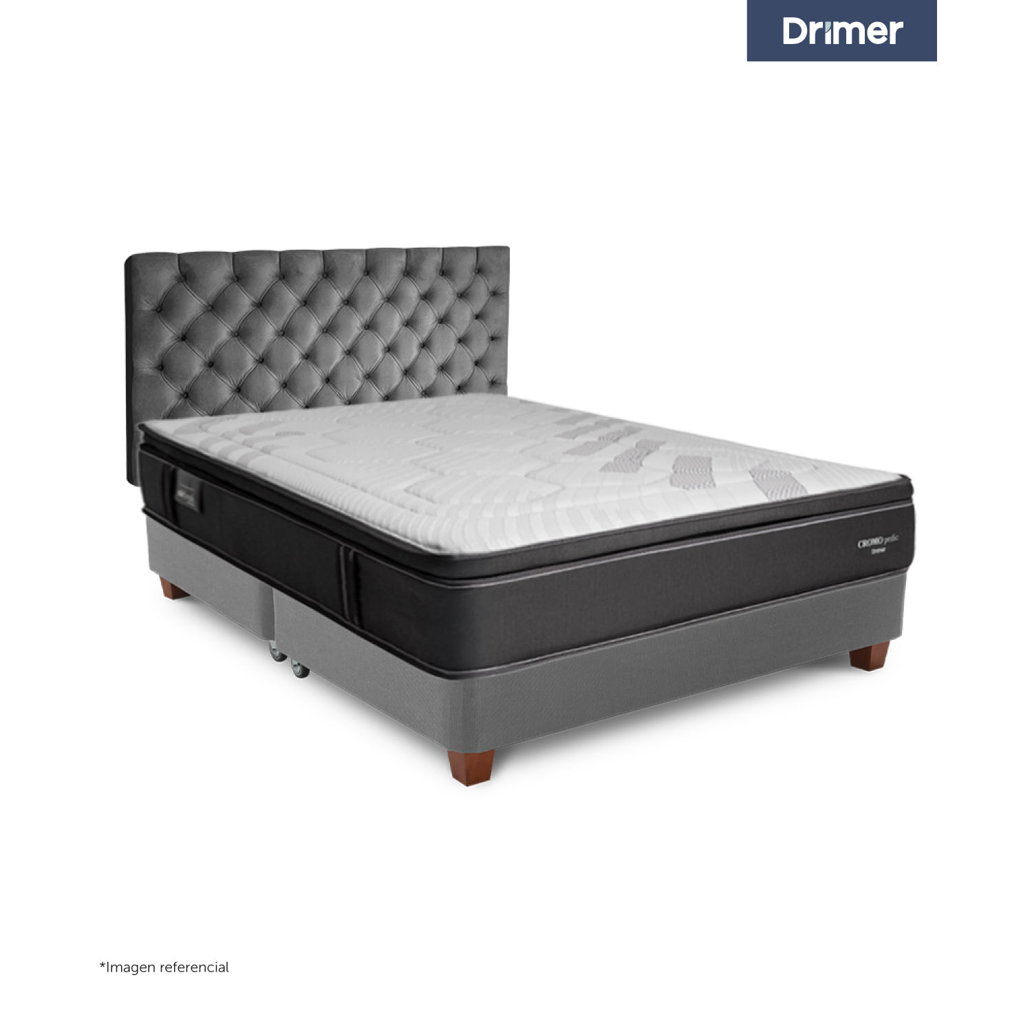 Dormitorio Americano Gris Plata Cromopedic Queen