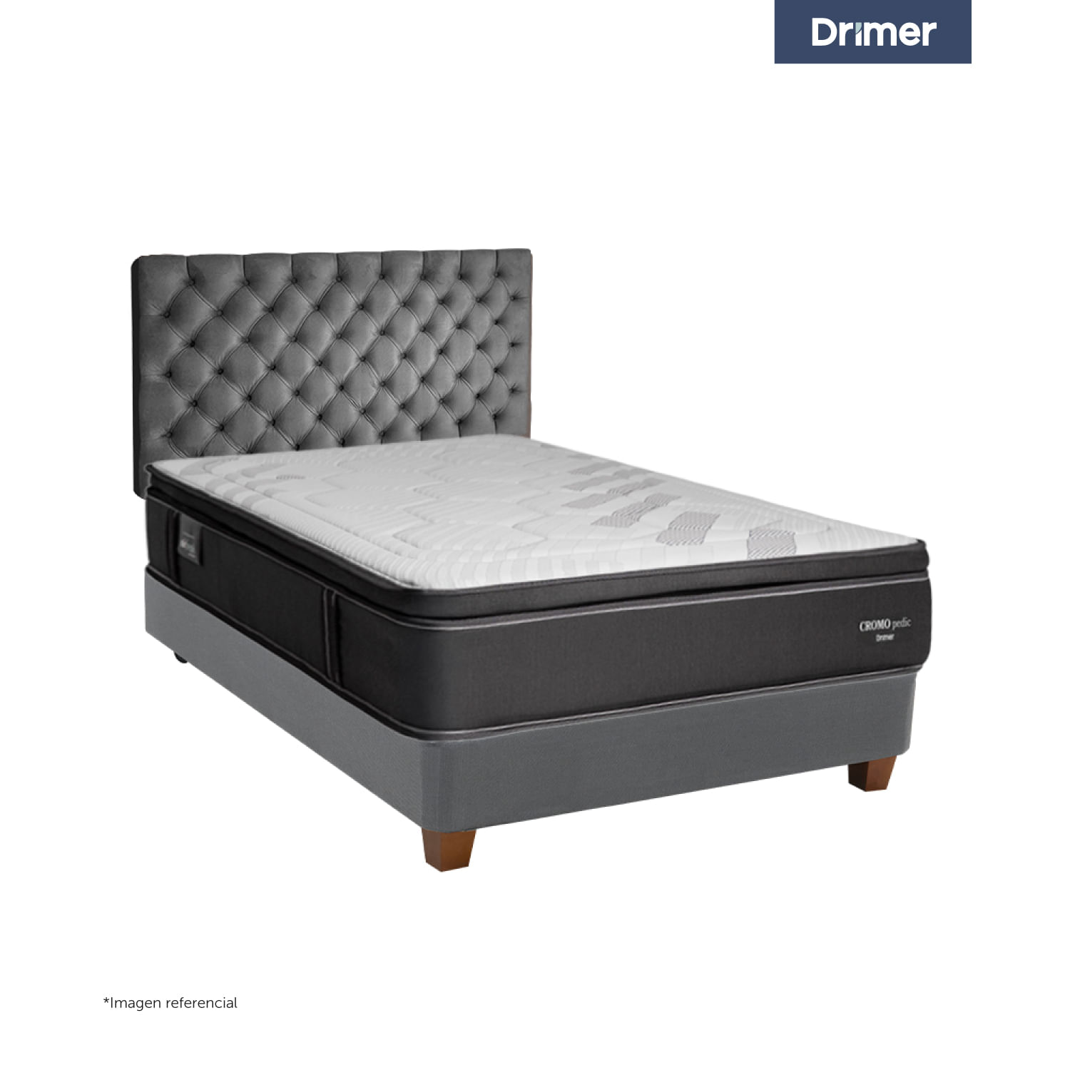 Dormitorio Americano Gris Plata Cromopedic 2 Plazas