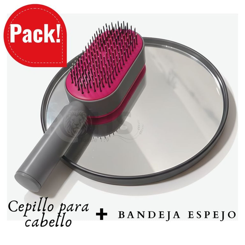 Cepillo Mejorado Para Cabello + Bandeja Espejo Circular para Joyas Multifuncional