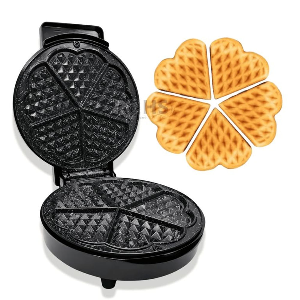Wafflera Eléctrica BOMA 1000W Antiadherente Con Diseño De Corazón 5 Secciones